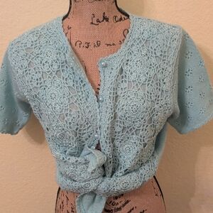 Light Blue Crochet Cardigan